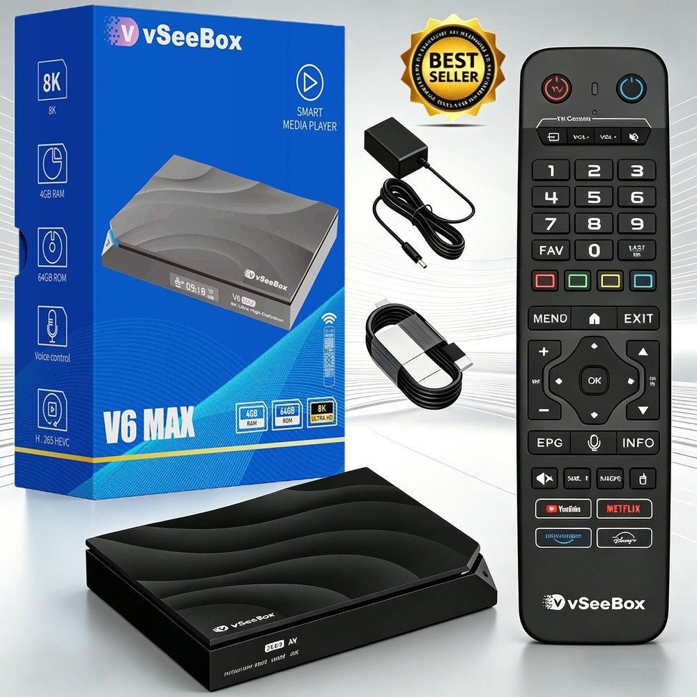 vSeeBox V6 MAX Certified Distributor/ Fast Ship 8K Android Streaming TV Box
