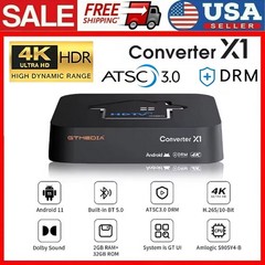 Android 11 TV BOX ATSC 3.0 HDTV Converter X1 Amlogic S905Y4-B 4K HDR 2GB+32GB
