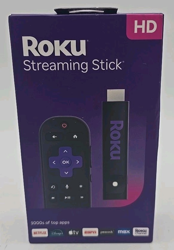 Roku Streaming Stick HD Media Player with Voice Remote – 2025 Model – New Sealed