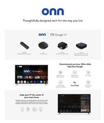 onn Full HD Streaming Device Google TV Voice Remote 2K UHD Wi-Fi Dolby Audio