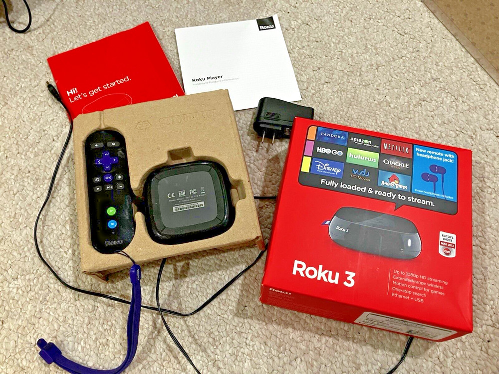 Roku 3 Model 4200X Streaming Player, Excellent Condition w Remote, New Batteries