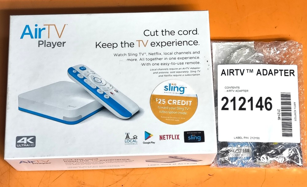 AirTV Player + Local TV Adapter 4K Android Streaming Netflix Sling Google NEW