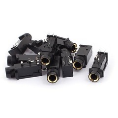10Pcs 6.35mm Stereo Socket 4 Terminal Headphone Jack PCB Mount Connector