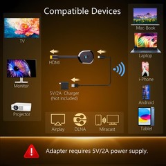 4K Wireless Display Adapter Dongle, Screen Mirroring for i-i-Pad Android Lapt…