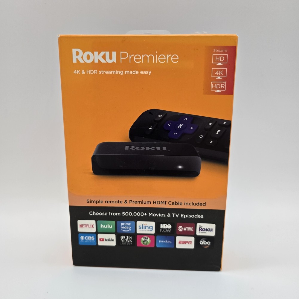 Roku Premiere ~ HD/4K/HDR Streaming Media Player, Remote, Premium HDMI Cable New