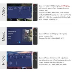 4K HDMI Media Player, Supports 14TB HDD/256GB USB/SD Card, Remote Control, MP4 A
