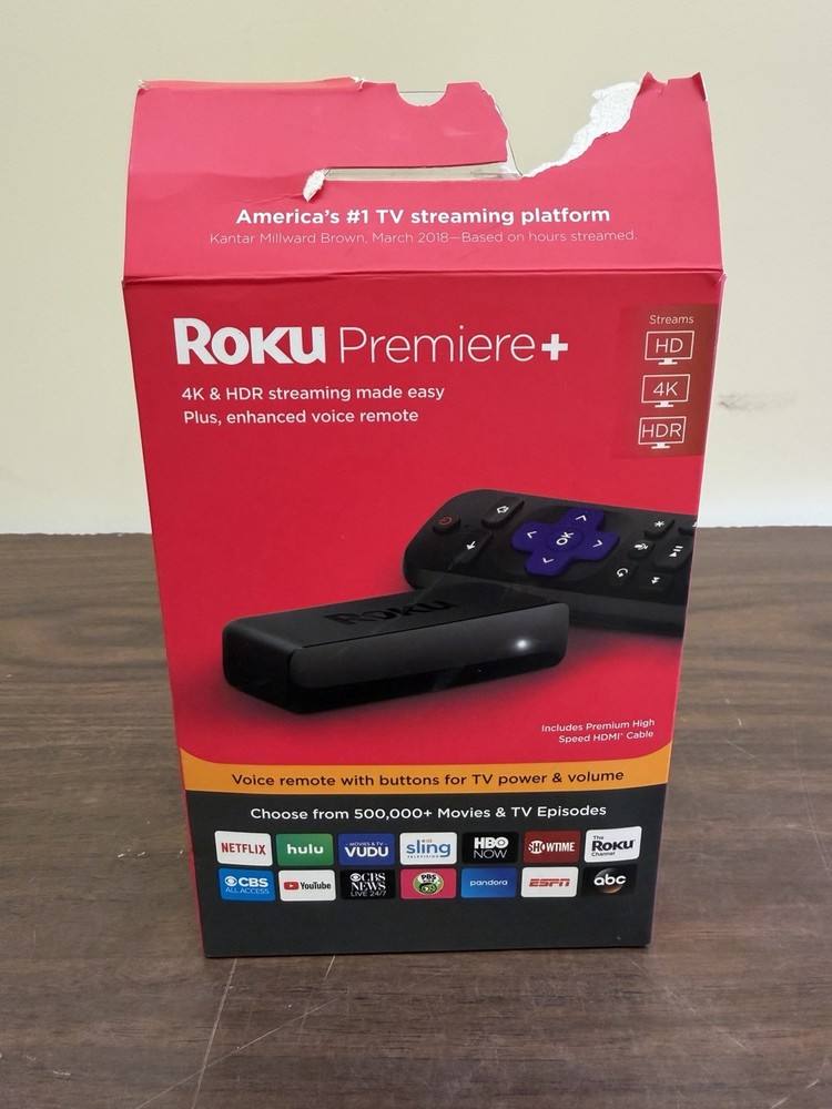New Roku Premiere+ Digital Media Streamer with Voice Remote 4K/HDR/HD- 3921RW