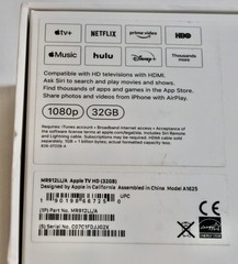 APPLE TV HD A1625 MR912LL/A.UNUSED.REMOTE..CABLES.INSTRUCTION BOOKLET..BOX..