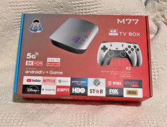 M77 Android TV Game Box 4K 8K HDR 5G w/ 2 Wireless Controllers New