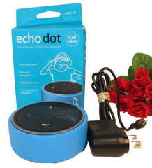 Amazon Echo Dot Kids Edition with Alexa Voice Control – With Blue Case
