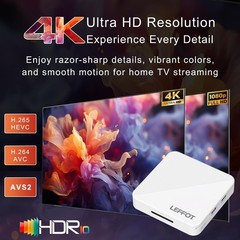 Android 14 TV Box 4K Ultra HD, 2GB/16GB, BT 5.4, Voice Remote, WiFi 6