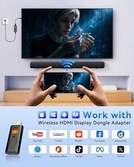Wireless Display Dongle Adapter, Portable Transmitter 1080p HDMI Streaming, A…