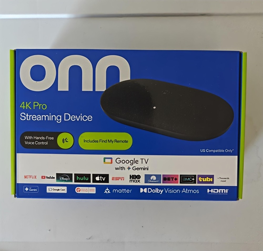 Onn 4K Pro 2026 Streaming Device Google TV 32GB Dolby Vision Atmos with Gemini