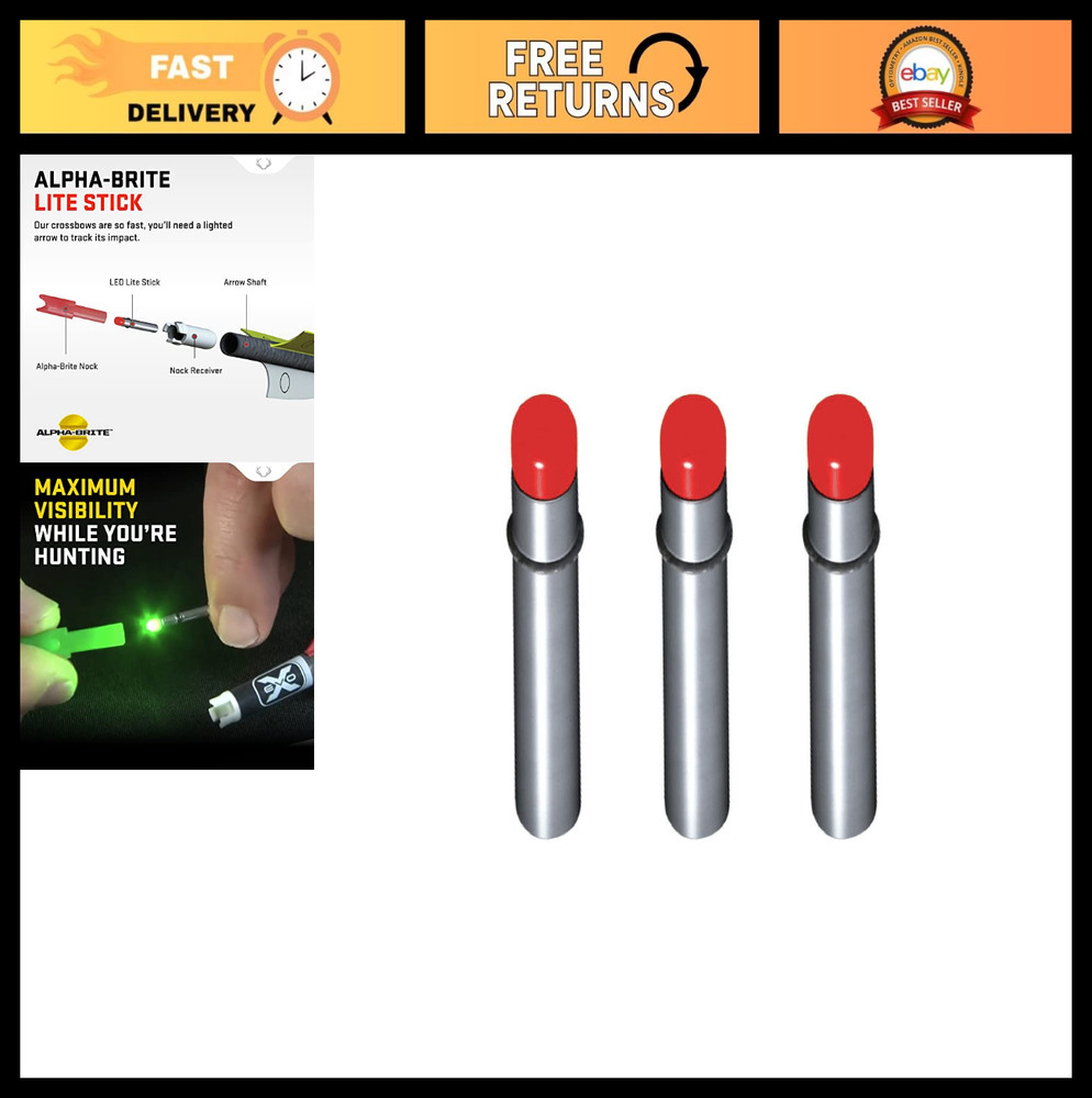 Red Alpha-Brite Lite Stick – Pack of 3, 8-10 Hour Battery Life, Bright LED Light