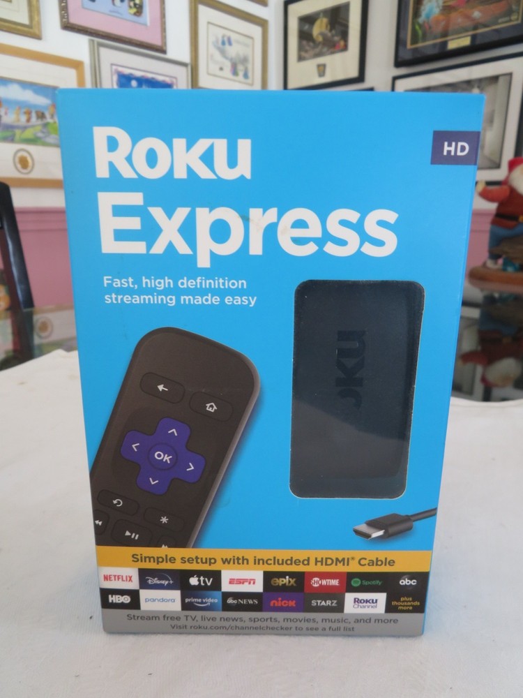 New Roku Express HD Streaming Device with HDMI Cable & Remote – Black (3930R)