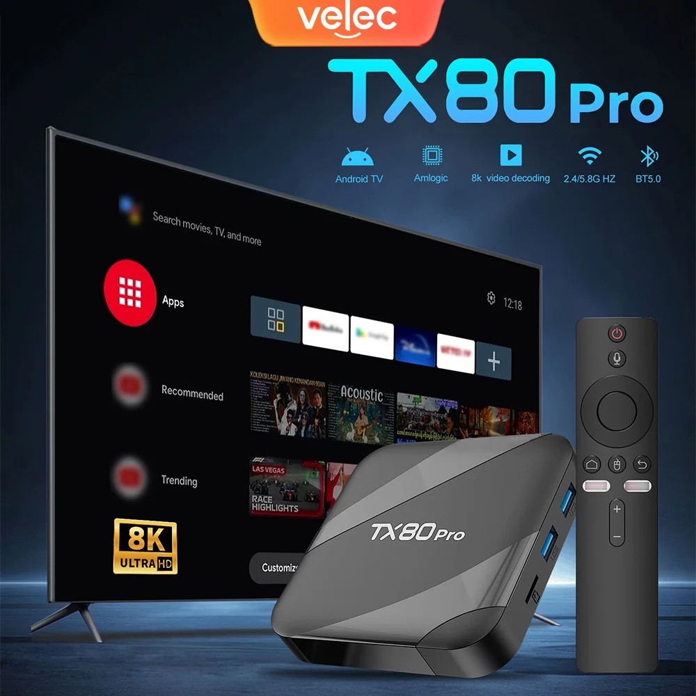 Velec TX80 Pro Android 16 Smart TV Box 16+256GB 8K Video Decoding Streaming 2026