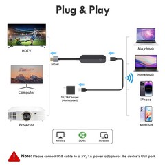 4K 1080P Wireless HDMI Display Adapter, WiFi Streaming Movies, Shows Receiver…