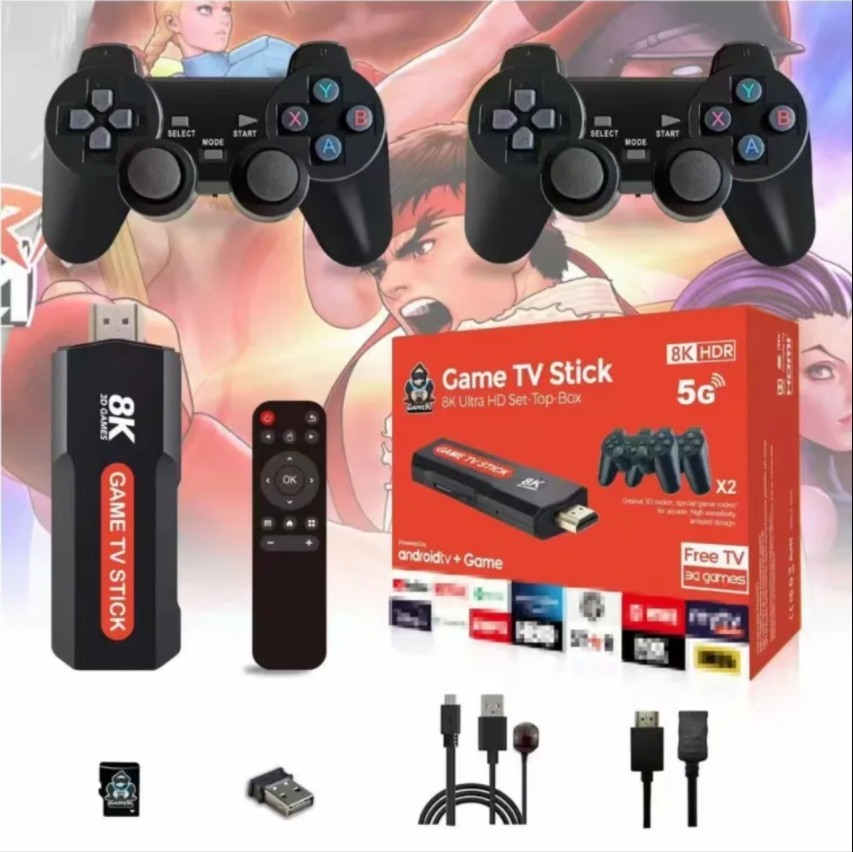 Q9 Android Game TV Stick App 4K 8K HDR w/ 2 Wireless Controllers New Sealed #4