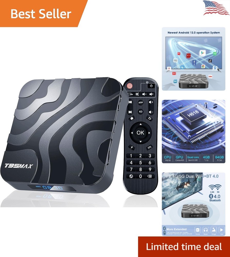 Android TV Box 12.0 – 4GB RAM 64GB ROM – 6K Ultra HD – Dual WiFi & Bluetooth 4.0