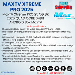 MaxTV Xtreme PRO 25 5G 8K 2026 QUAD CORE 64BIT ANDROID Box MaxTV