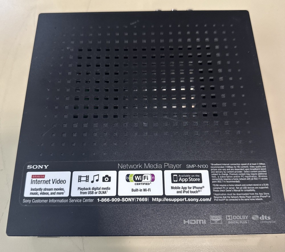 Sony SMP-N100 Wifi Network Media Streaming Player 1080 HD With Remote**WORKS**