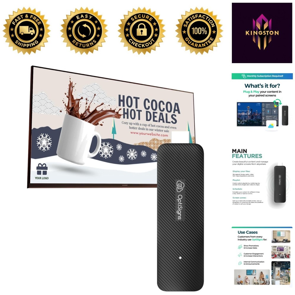 Flexible OptiStick Digital Signage Player – 4K UHD, WiFi & Ethernet Connectivity