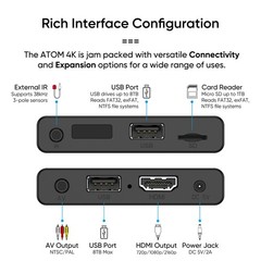 4K Digital Media Player for USB Drives & SD Cards, HEVC H.265, HDMI, Auto Playba