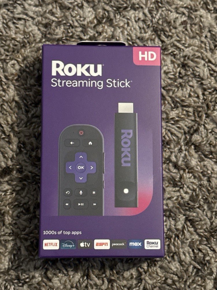 Roku Streaming Stick HD Portable HDMI Dongle with Remote, Black/Purple