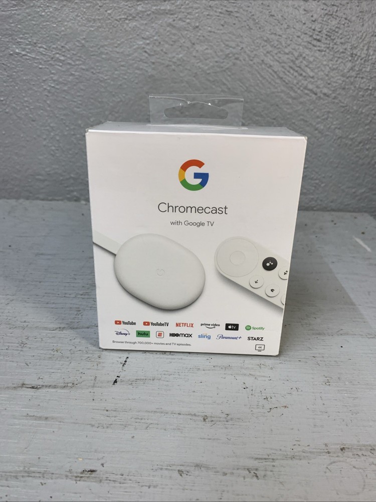 Google Chromecast with Google TV 4K Media Streamer White Wi-Fi Bluetooth HDMI