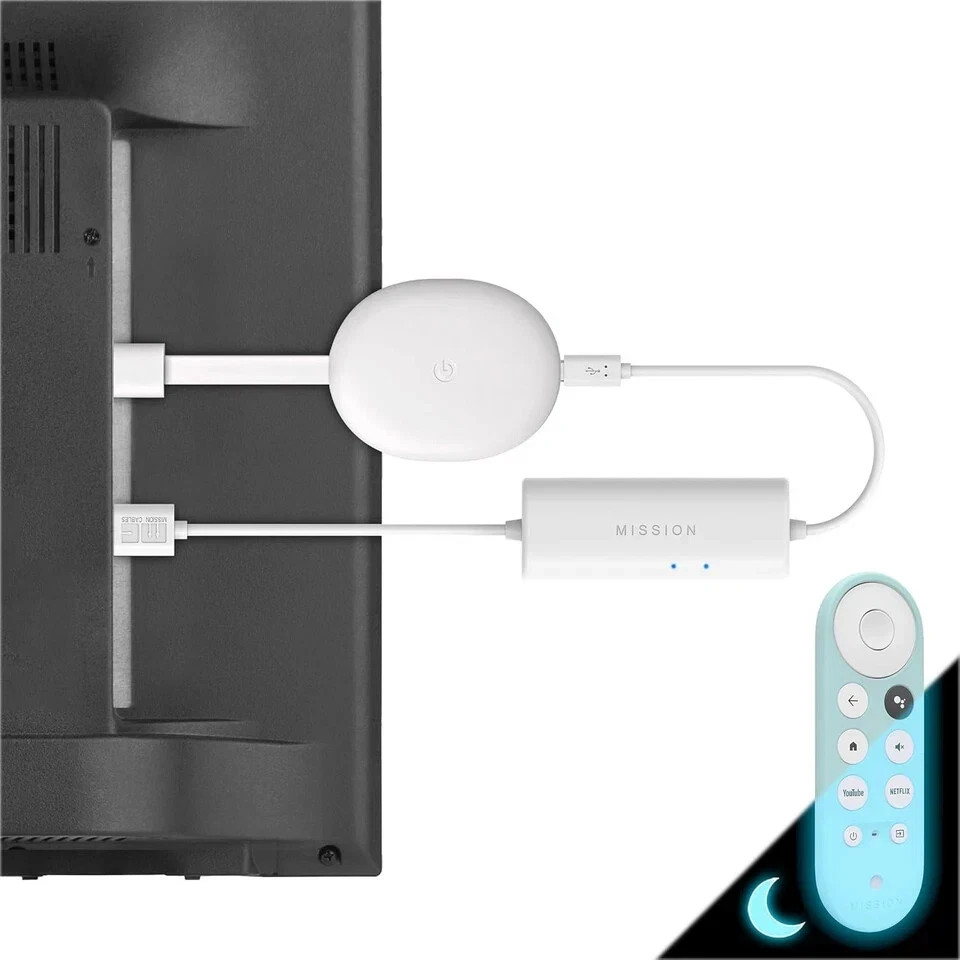 Mission USB Power Cable for Google TV (Power Chromecast 4K Version, White
