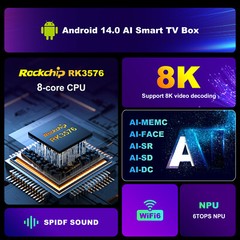 H96 Max M9S Android 14 TV Box RK3576 8G 128G WiFi6 1000M 8K AV1 H.265 HDR TV Box
