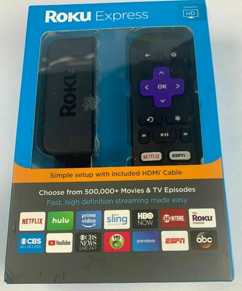 NEW Roku Express 3900R Streaming Media Player Black HDMI Cable Hard To Find TYPE