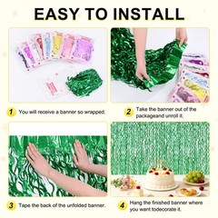 2Pcs Shiny Wave Tinsel Foil Fringe Curtain 3.3×6.6 ft for Anniversary Yellow