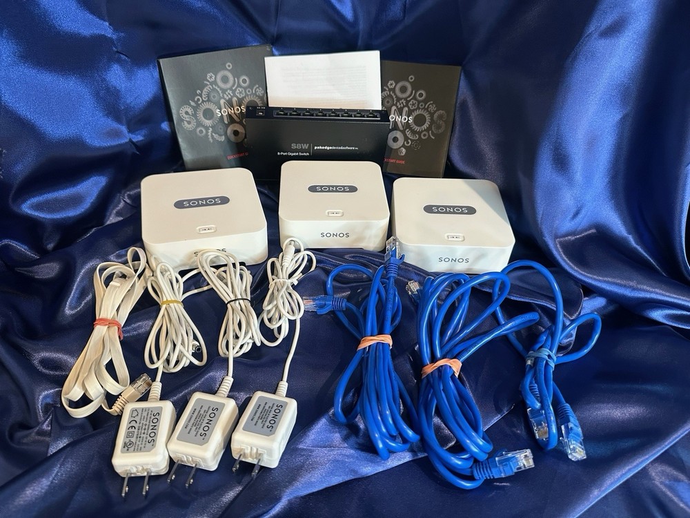 Lot Of 3 Sonos Bridge +8 Port gigabit Switch W/power&ethernet Cords-tested/works