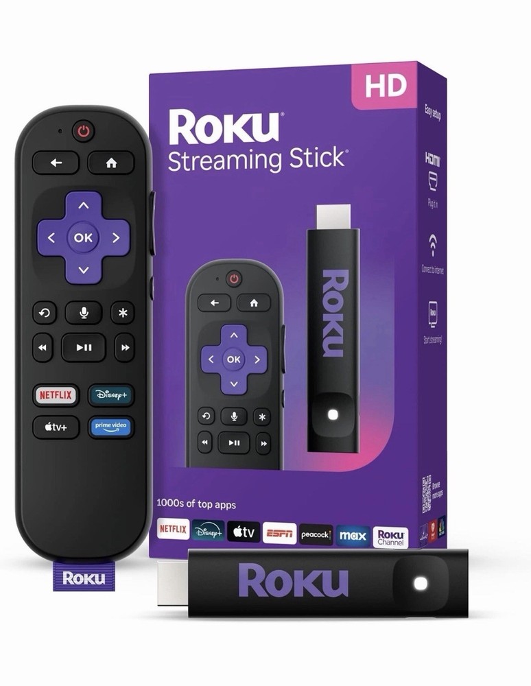 Roku 3840R Streaming Stick HD Media Player with Voice Remote – 2025 Model