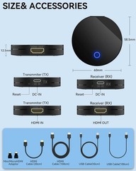 Wireless HDMI Transmitter and Receiver, Portable Mini 30M/100FT Wireless HDMI