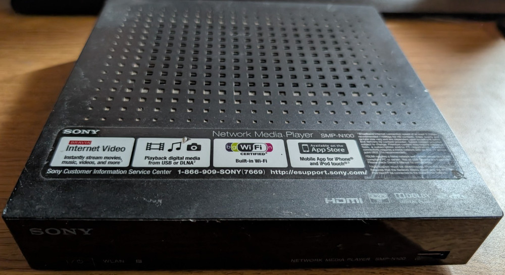 Sony SMP-N100 Network Media Player Wi-Fi Used No Remote