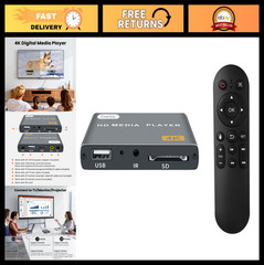 4K Digital Media Player, HDMI/AV Output, USB/SD Card, Ultra HD 30Hz, Auto Playba
