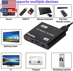 HDMI Media Player 4K Ultra HD Digital Media Player Supports USB Drive SD Card