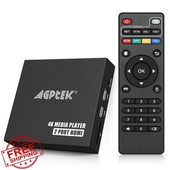 4K Media Player Dual HDMI, AV VGA Output 14TB HDD MP4 Player Remote