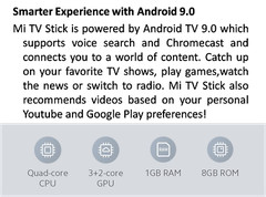 Android TV 9.0 Quad Core 1080P HD Audio Decoding Chromecast TV Stick 1GB + 8GB