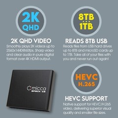 Micca Speck G3 2K Quad-HD Digital Media Player HDMI USB SD/SDHC – Open Box