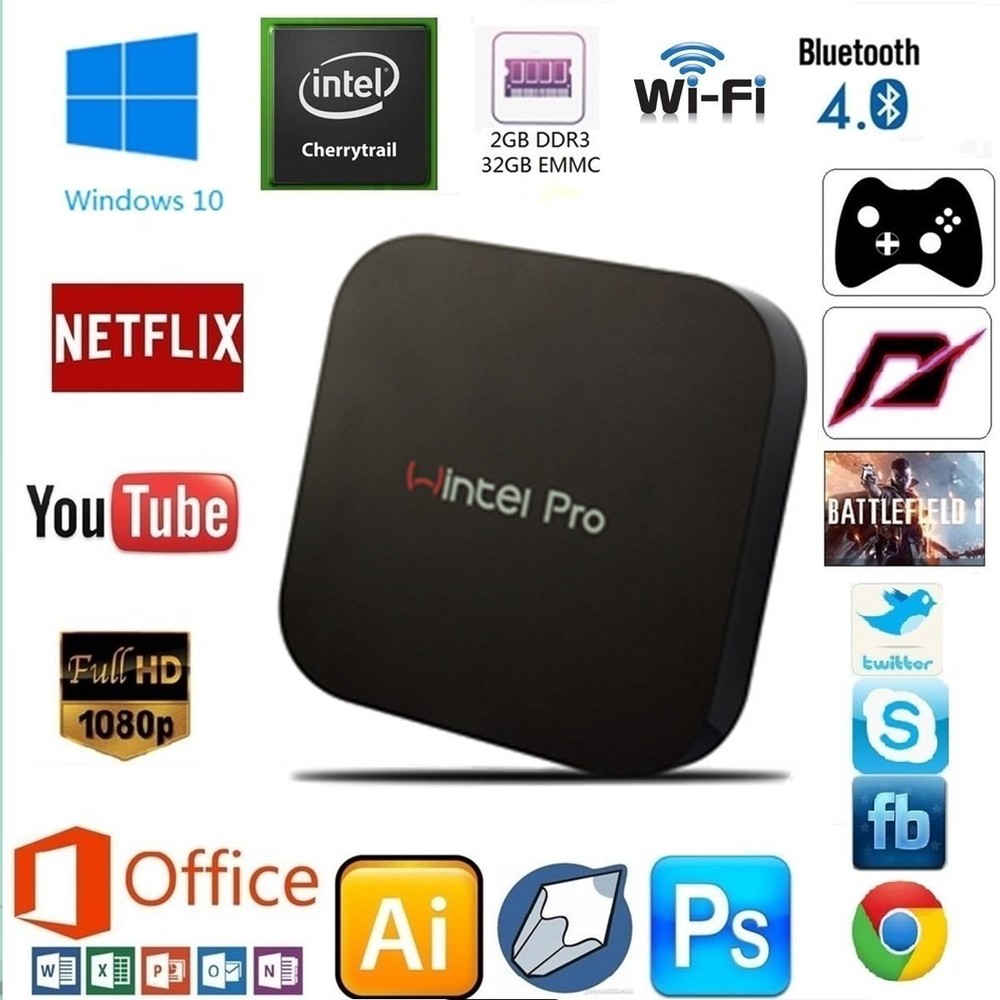 Mini Computer Win10 Pocket PC Intel Atom Cherry trail Z8300 2gb DDR3L 32gb eMMC