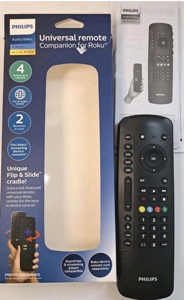 Philips Elite Plus SRP2024R/27 Four Device Universal Remote Control For Roku