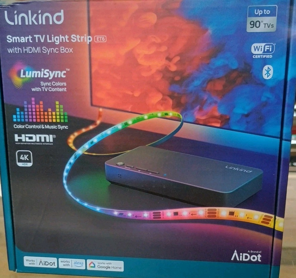 Linkind Smart TV Light Strip With HDMI Sync Box Lumisync 90″ Tv
