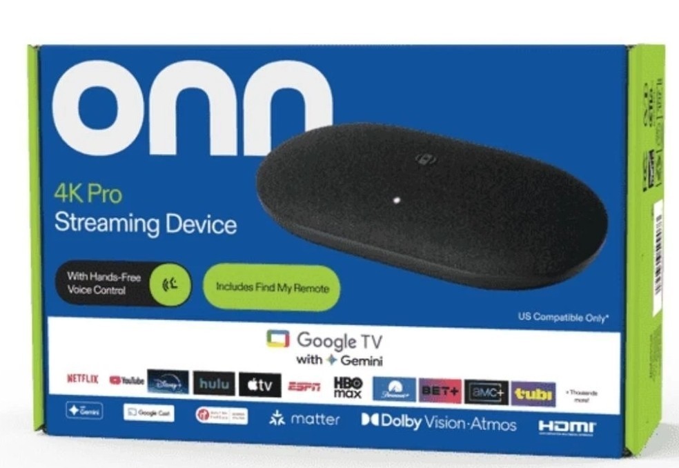 Onn 4K Pro Streaming Device Google TV 32GB Dolby Vision Atmos HDMI 2026 Model