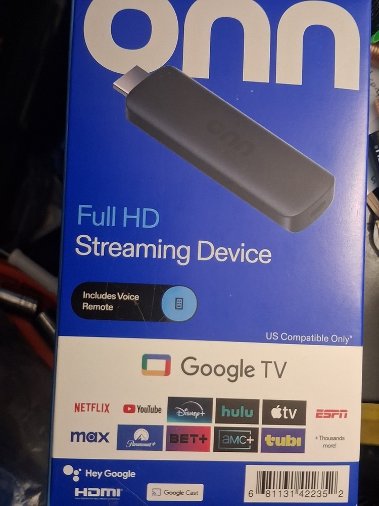 Onn Full HD Streaming Device Google TV Voice Remote 1080p HDMI Wi-Fi Black