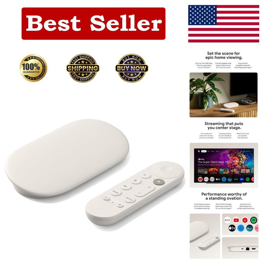 Fast 4K Streaming Entertainment Box with Smart Home Control & Voice Remote