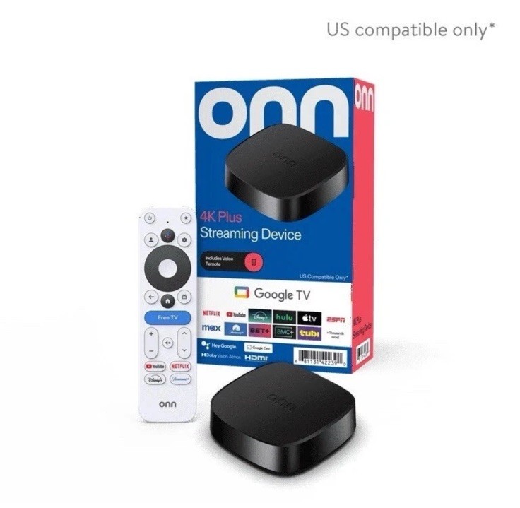Onn Google TV 4K Plus Ultra HD Streaming Box Device 16GB, 2Gb Ram