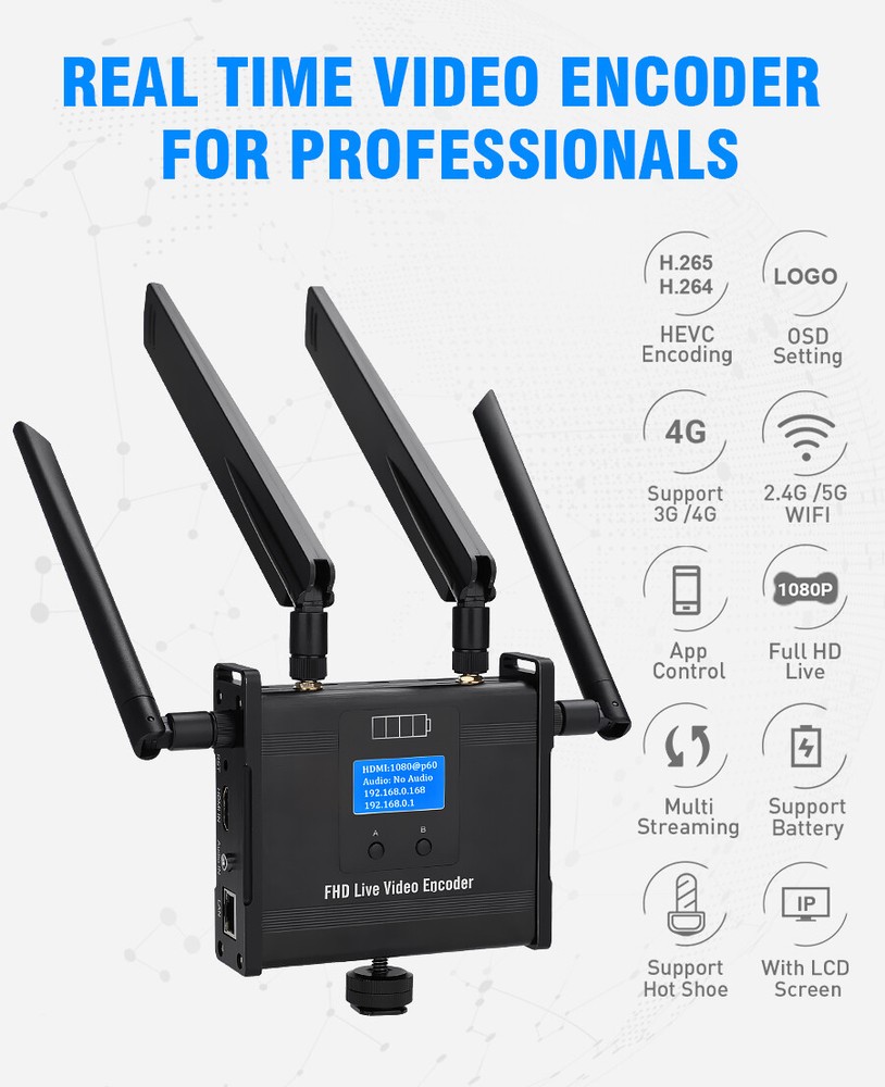 URay 4G LTE 1080P Wireless HDMI To IP Video Encoder H.264 HDMI Streaming